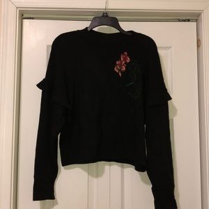 Zara Black Jumper With Floral Embroidery